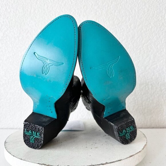 NEW Lane CHELSEA Womens Cowboy Bootie 6.5 Western Black Leather Short Boots - Picture 10 of 12